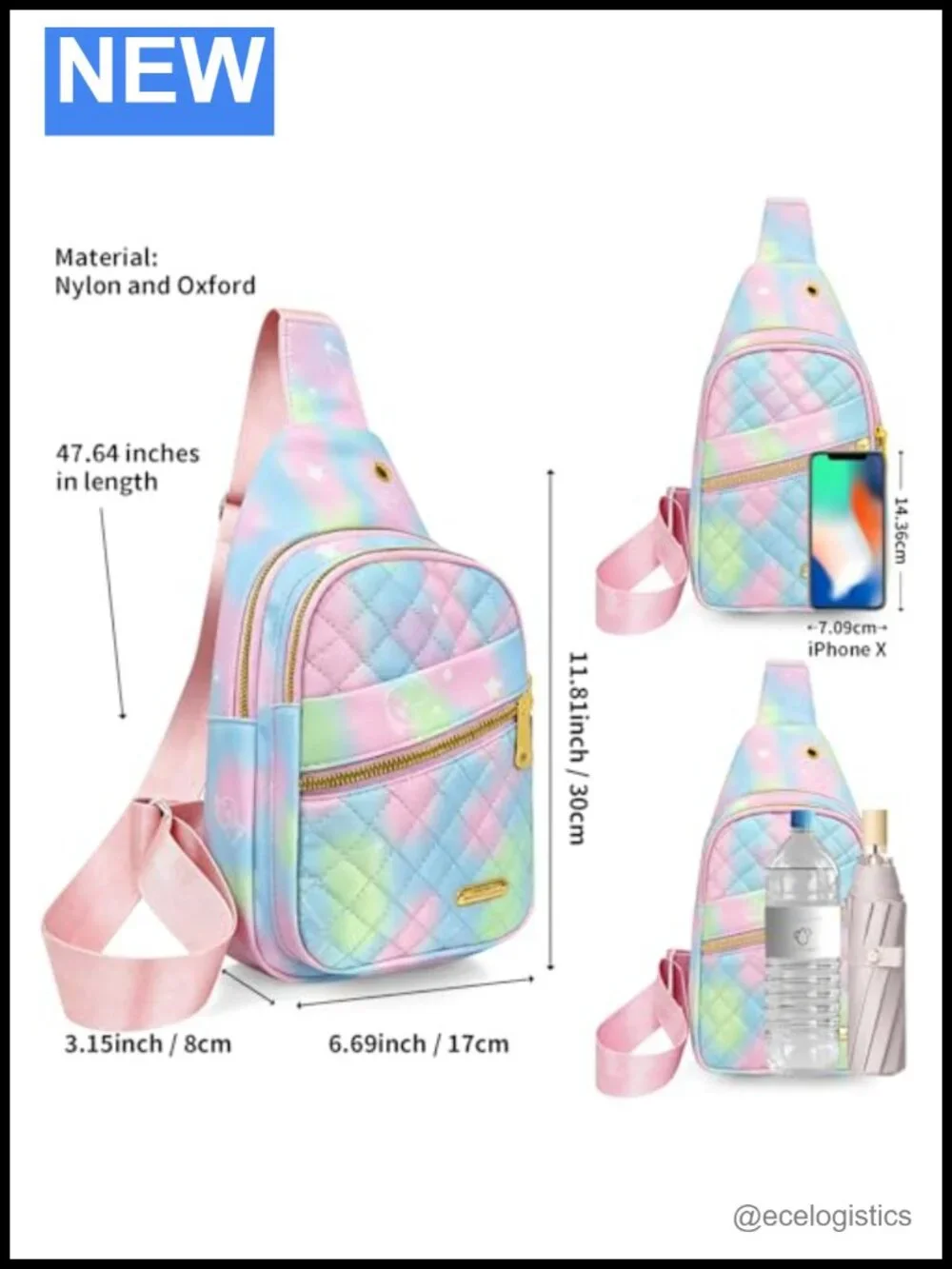 Nylon Sling Backpack Crossbody Bag Adjustable Shoulder Strap